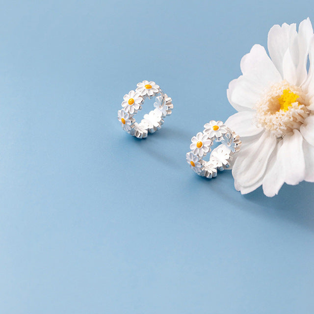 Small Daisy Hoop Earrings