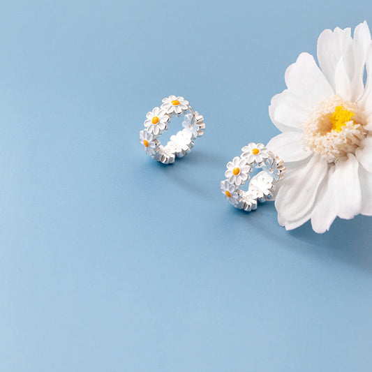 Small Daisy Hoop Earrings